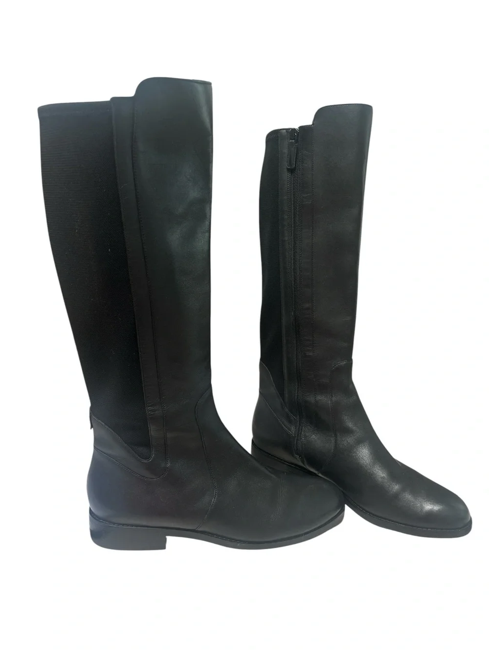 Cole Haan Noelle Black Leather Knee High Riding Boots High Stretch Size 11